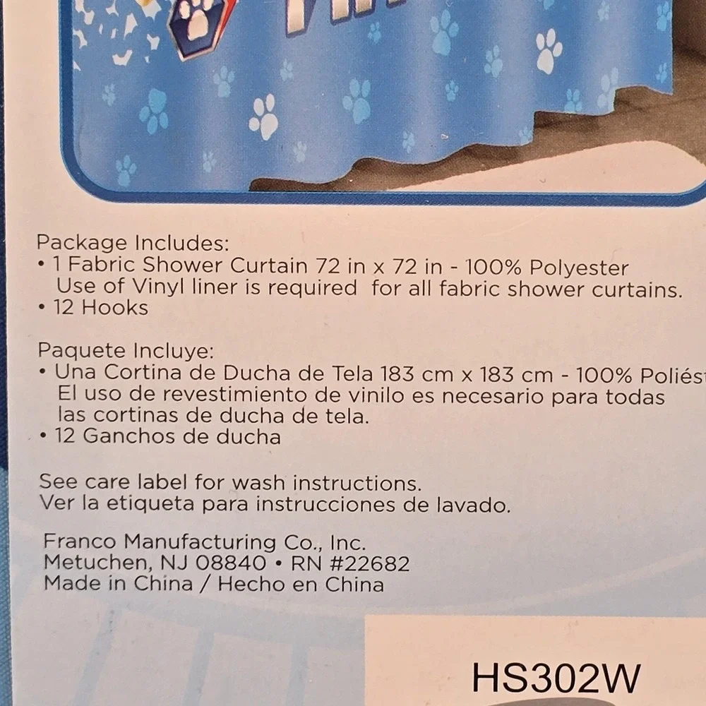 Nickelodeon Paw Patrol 13 Piece Shower Curtain Fabric Hooks Set 72x72 Blue